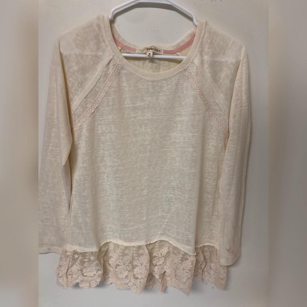 Long Sleeve Creme Lace Top